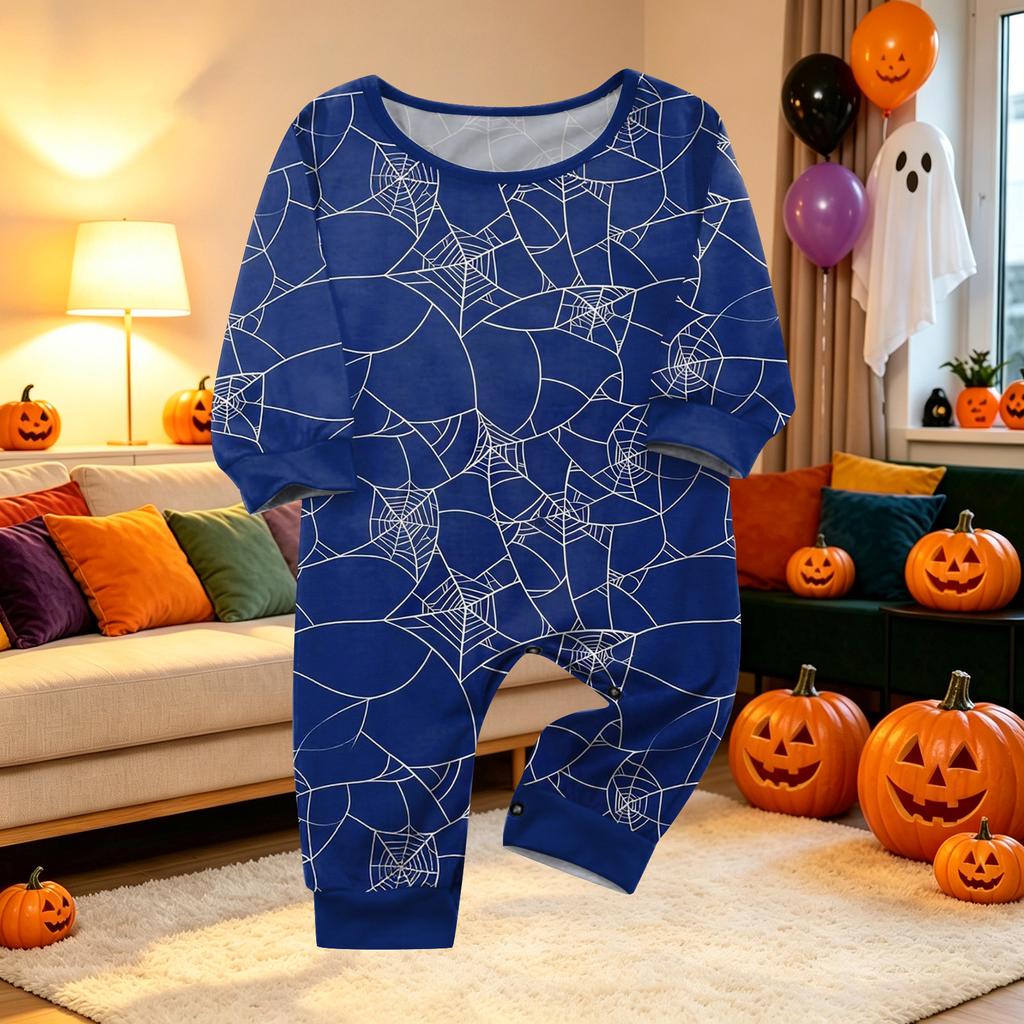 Family Matching Halloween Print Long Sleeve Pajama Set for Parents and Kids