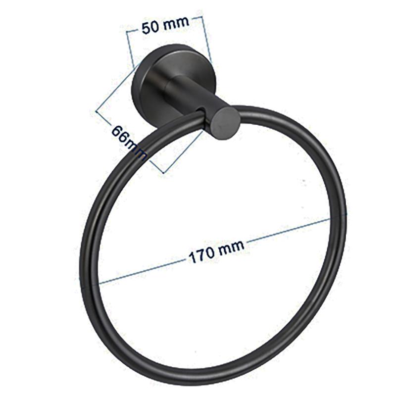 Modern Stainless Steel Bathroom Wall Mounted Matte Black Towel Ring Black Bathroom Accessories