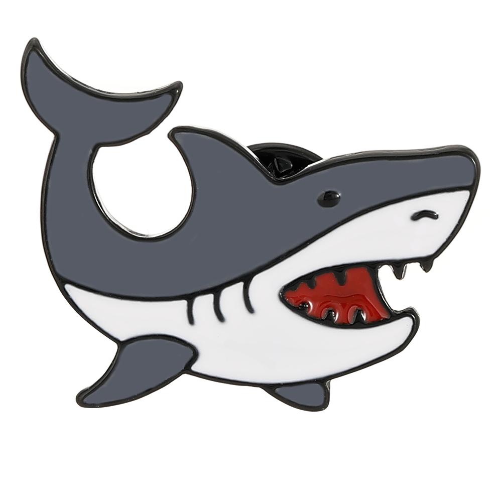 Funny Fierce Shark Design Enamel Brooches Cute Marine Animal Metal Pins For Bag Backpack Dress Badge