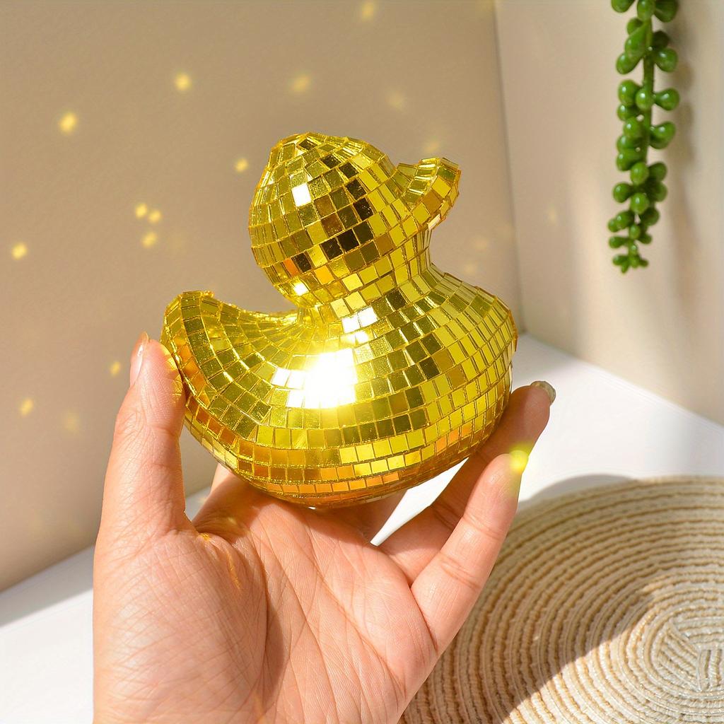 1PC Disco Ornament Yellow Duck Disco Ball Mirror Glass Decoration Desk Decoration Home Accessories