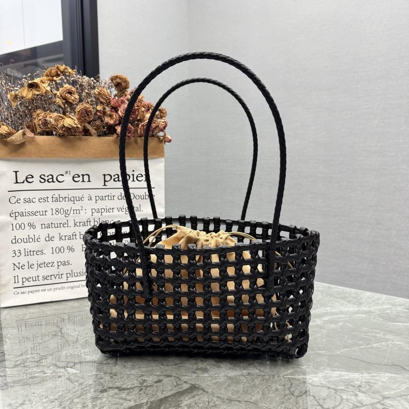 Korean Style Ins Hollow Out Woven Basket Bag Candy Color Beach Bag Handmade Straw Rattan Shoulder Handbag for Women Travel
