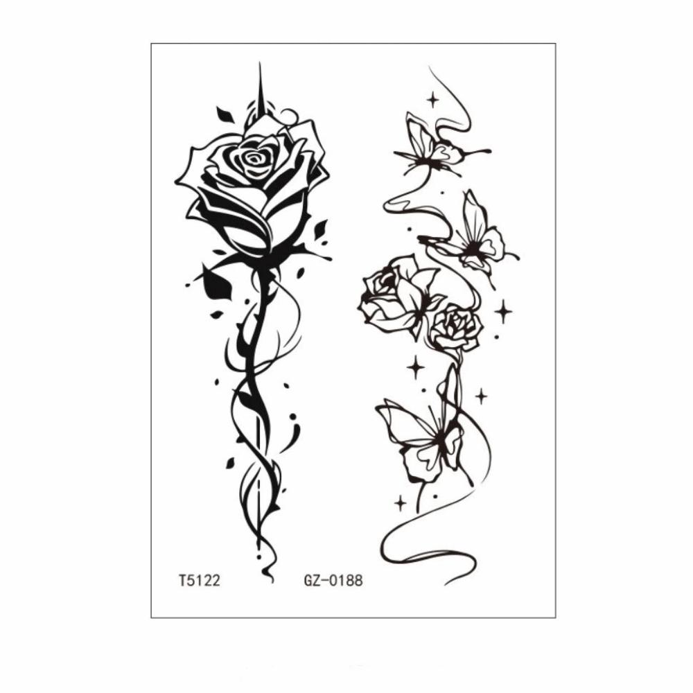 Elegant Temporary Tattoo Stickers Long-lasting Body Art Tattoo Flower Tattoo Stickers Party