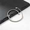 Stylsih Stainless Steel Men's Bracelet,Black Zircon Cross Charm Adjustbale Chain Wristbandk,Hip Hop Father's Day Gift for Him