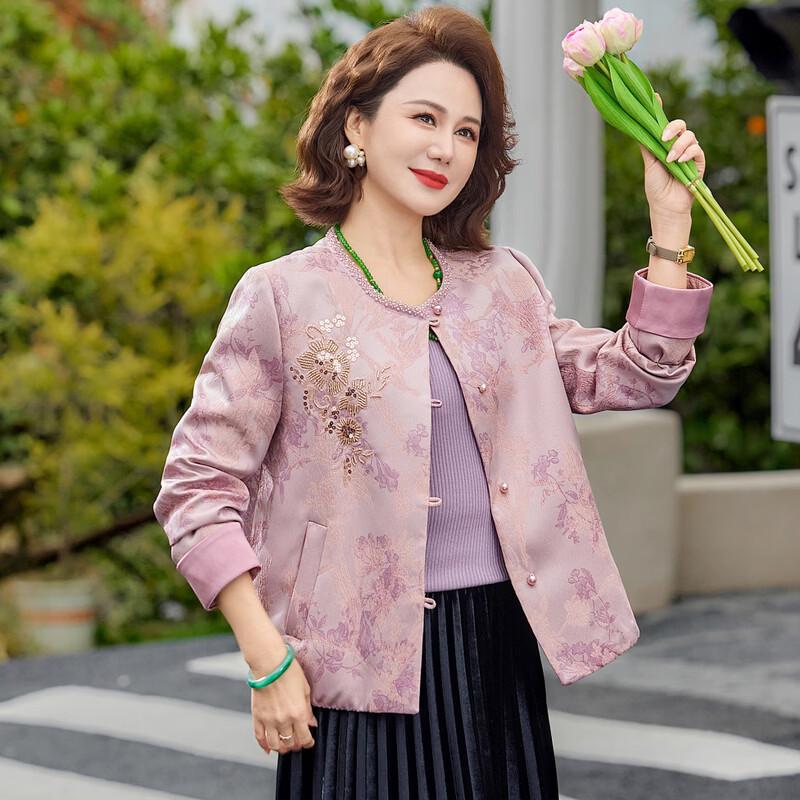 YUZHAOLIN New Chinese Style Floral Jacket for Middle-Aged Women