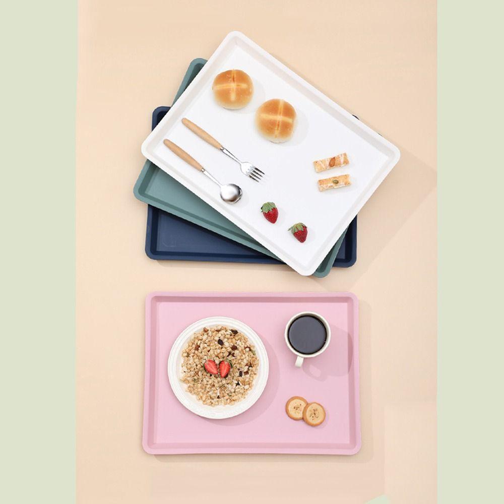 2 Packs Plastic Rectangular  Cafeteria Tray Non-Slip Fast Food Trays  Restaurant