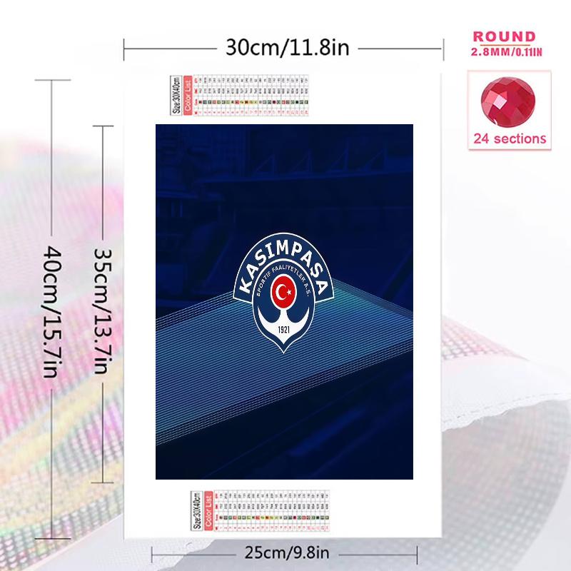 Kasimpasa Sports Club 100% Round Full Drill 5D DIY Diamond Painting Embroidery Cross Stitch Rhinestone Decor