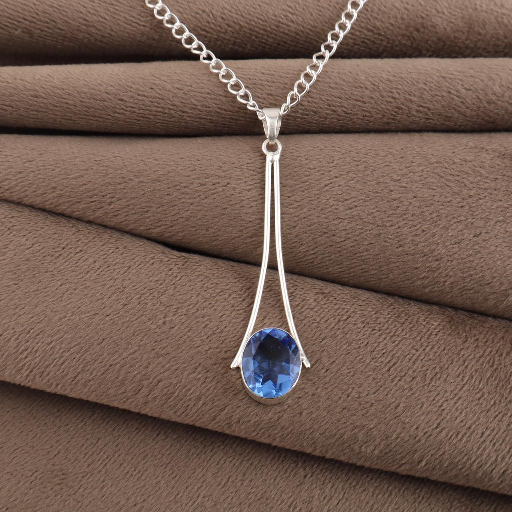 Tanzanite Gemstone 925 Sterling Silver Handmade Jewelry Women Pendant 1.79" PP-69-9