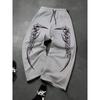 Casual Herenbroek met Rechte Pijp en Donkere Vleugelprint, Modieuze en Casual Outdoor Sport Straatstijl