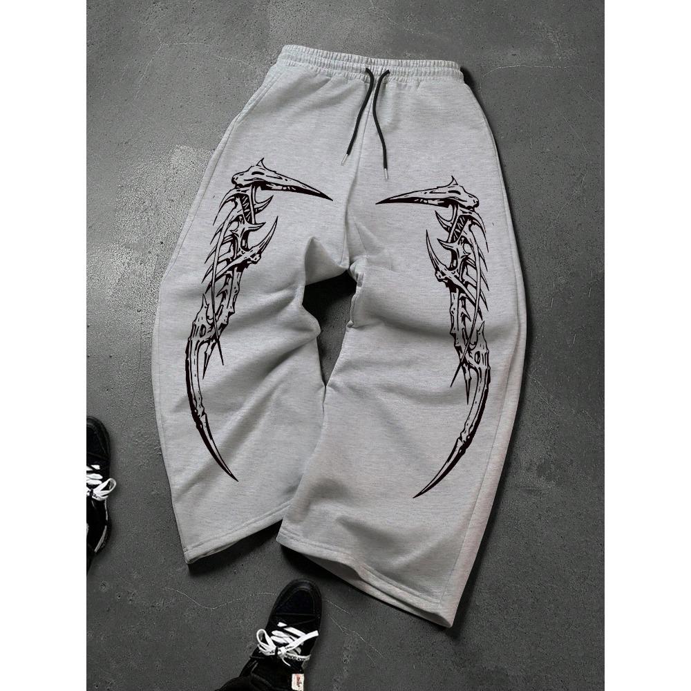 

Men s Casual Straight Leg Pants with Dark Wing Print, Fashionable and Casual Outdoor Sports Street Style S