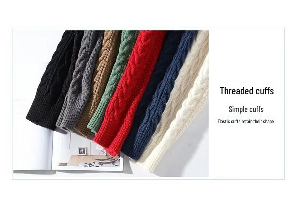 Men's Trendy Loose-Fit Wool Sweater - Round Neck, Solid Color, Knit Base Layer for Teens, Autumn/Winter Style.