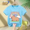 Cute Capybara And Rainbow, Don't Worry Be Cappy kidsT-shirt Summer Pure Cotton Short-sleeved Casual Top for Boys and Girls