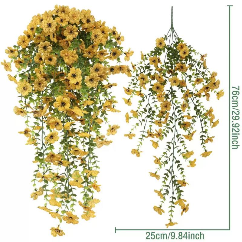 2Pcs Plastic Eucalyptus Fake Plant Decor Daisy Artificial Flowers Hanging Vines For Wedding Arch Home Garden Wall Decoration