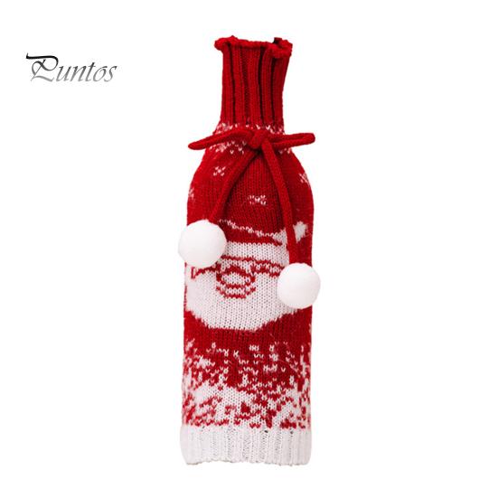 Wine Bottle Cover Soft Wear Resistant Santa Claus Snowman Christmas-themed Champagne Bottle Cover Knitted Wine Bottle Wrap