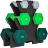 Dumbbell Set with Storage Rack, Set of 6 Dumbbells for Fitness Training, 2 X 1kg, 2 X 3kg, 2 X 5kg