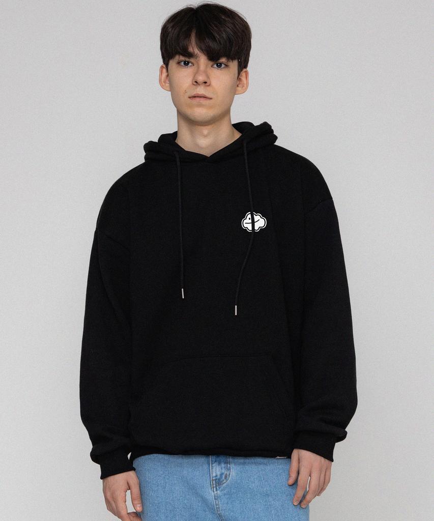 [Unisex] Small Cloud Smile Hoodie_Black