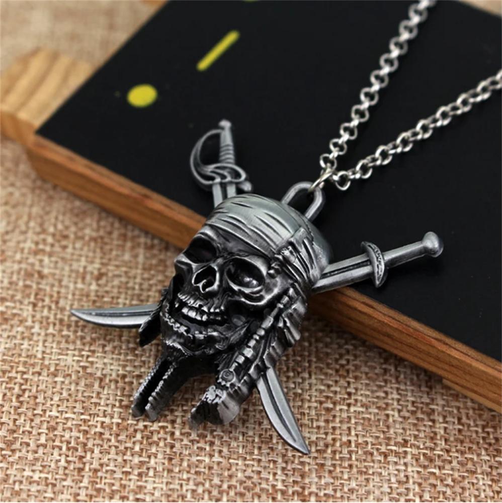 Fashion Vintage Charm Pirates Of The Caribbean Necklace Jack Sparrow's Skull Pendant Jewelry Men Women Gifts