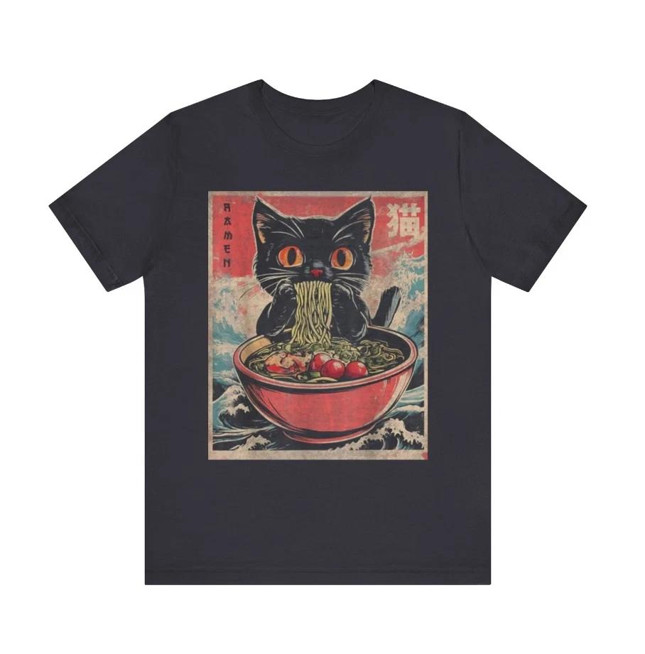 Anime Cat Ramen Japanese Graphic Tees Kawaii Cat Anime T-Shirt - Anime Fans 3XL