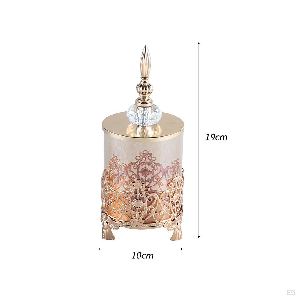 Candy Jar Decorative Art Gold Glass Storage Food Organization for Tea Sugar Biscuit