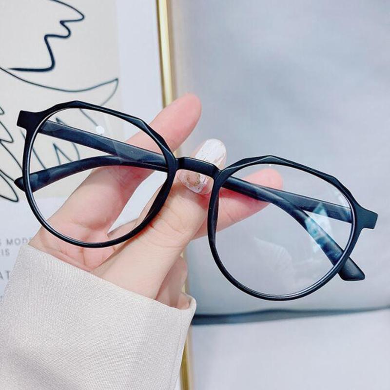 New 3D Polygonal Glasses -1.0 To -6.0 Transparent Frame Oval Eyewear For Students Men Women Trendy Eyewear