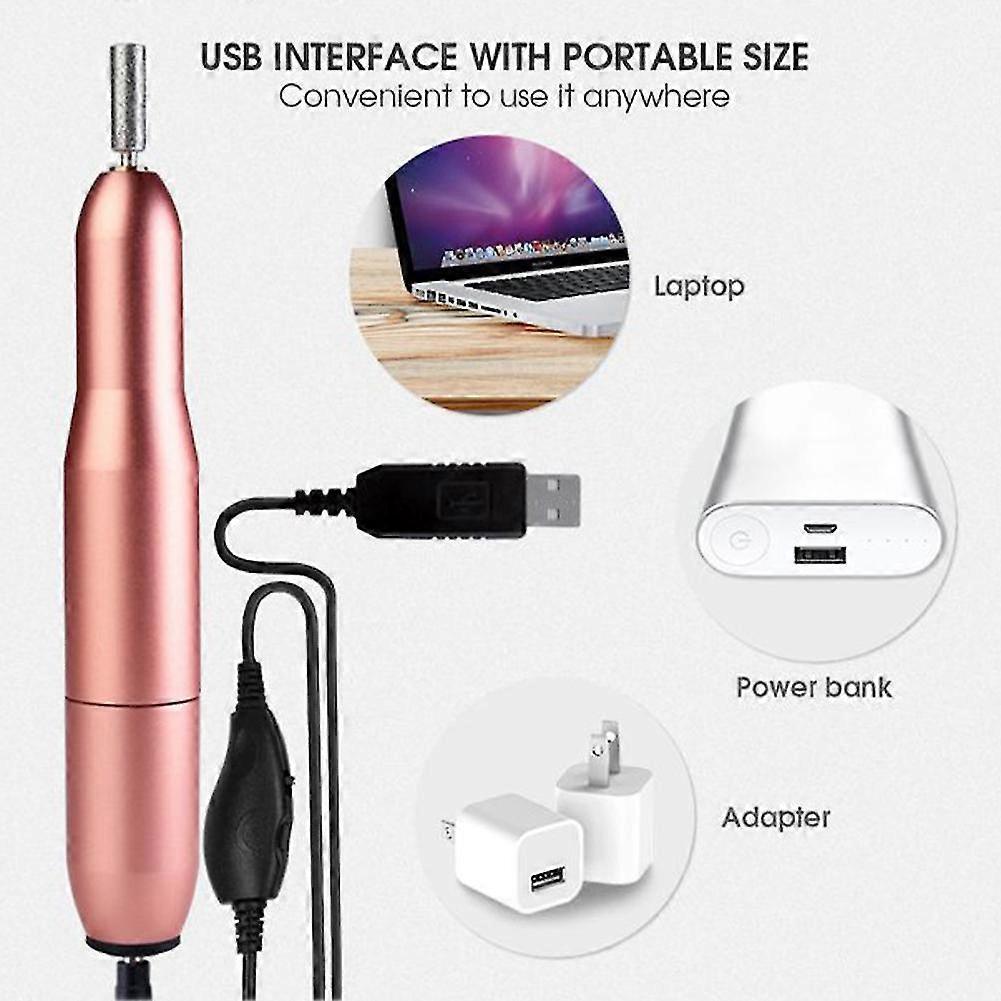 High Speed Polishing Rose Gold Electric Nail Drill Kit Home Salon