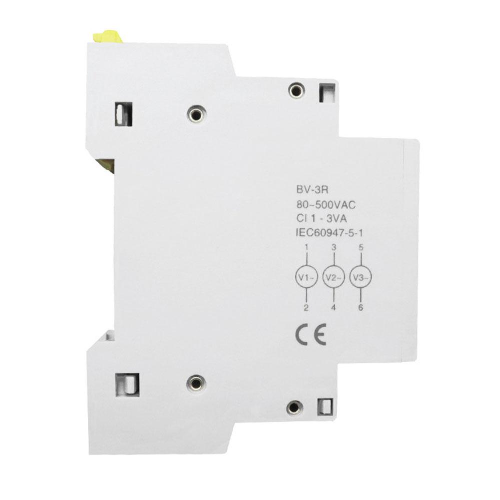 BV-3R Three-phase Digital Voltmeter Din Rail Modular Voltage Meter AC80-500V 1VA Instrument Parts & Accessories