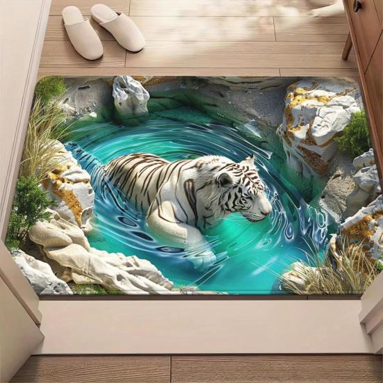 3D Optical Illusion Floor Mat Realistic Hole Door Mat for Living Room And Entry Area Non-Slip Soft Pet-Friendly Rug Interactive Visual Effect Carpet