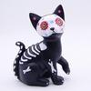 Totenkopf-Statue Niedliche Halloween-Deko Halloween Tag der Toten Hund Katze Figur Harz Skelett Skulptur für Zuhause Schreibtisch Halloween