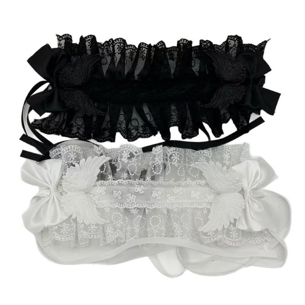 Gothic Lolita Wing Angel Headband Lace Head Wrap New Cosplay Headdress  Hair Accessories