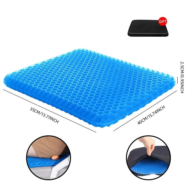 Gel Seat Cushion, Summer Breathable Honeycomb Design for Pressure Relief, Alleviates Back and Tailbone Pain, Ideal for Home