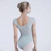 Womens Ballet Leotard With Lace Jacquard High-Waist Fit Backless Dancewear Adult Practice Fall Winter