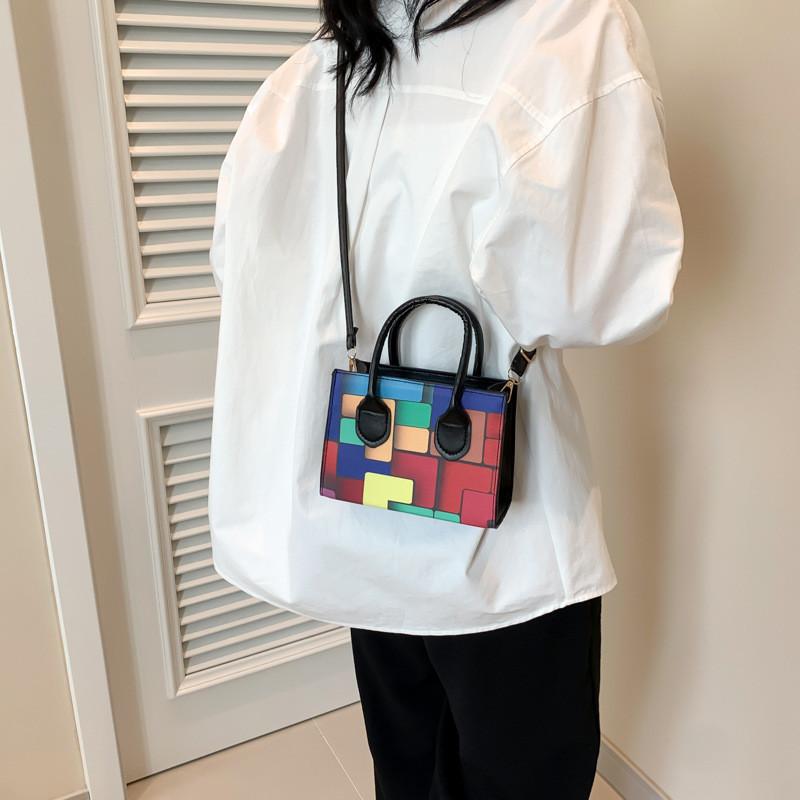 Trendy Street Style Color Block Pu Shoulder Bag Fashionable Spring Handbag