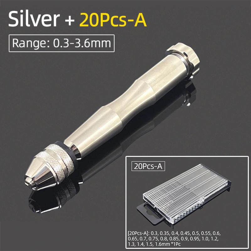 Mini Micro aluminiowa wiertarka ręczna 0.3-3.6mm z uchwytem bezkluczowym wiertła kręte HSS do biżuterii rzemieślniczej ręczne wiercenie narzędzia obrotowe