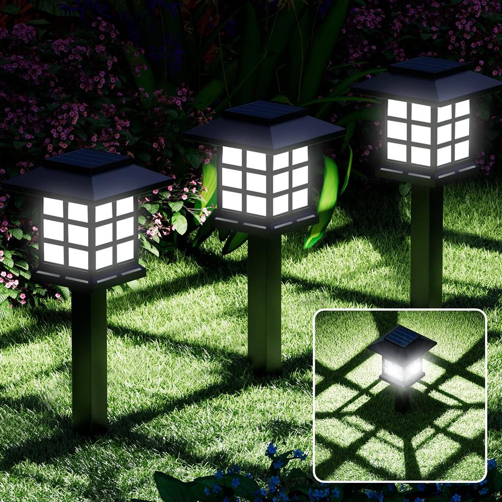 12Pack Solar Path Lights Outdoor Solar Walkway Lights Waterproof Garden Light Decorative for Yard Landscape Driveway Warm White
