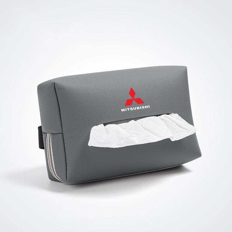 

Leather Car Interior Tissue Box Seat Back Storge Bag for Mitsubishi Lancer Outlander Pajero L200 ASX Eclipse Ralliart EVO Galant сірий