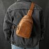 Men's Outdoor Sports Crossbody Bag, Retro Top Layer Cowhide Chest Bag, Multifunctional Genuine Leather Crossbody Waist Bag