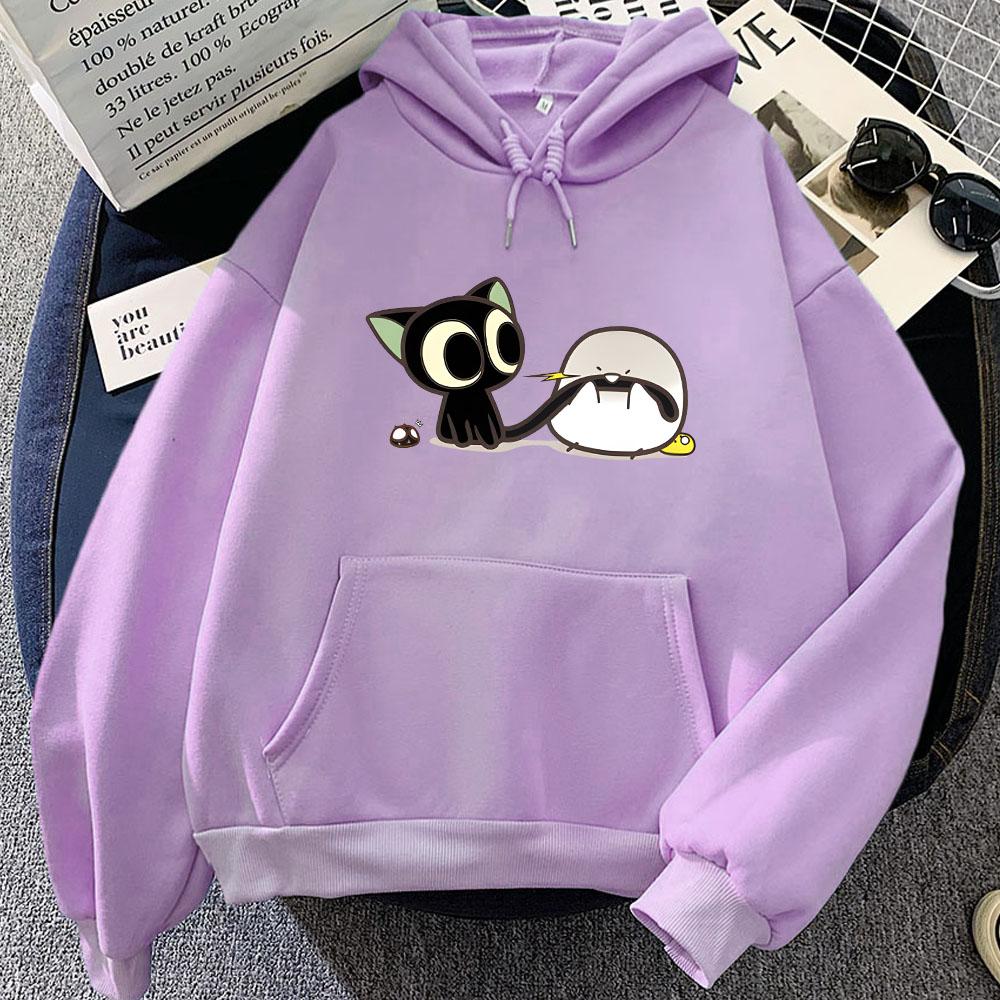 Luo Xiao Hei Cat Anime Printing Hoodies LuoXiaoHei Manga Cartoon Sweatshirts Kawaii Girls Casual Winter Pullovers Women Clothing