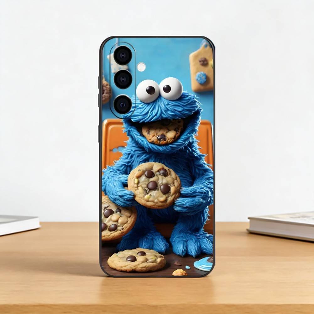 Cookie Monster Funny Phone Case Black Silicone Soft For Samsung Galaxy A73,A72,A71,A70,A53,A52,A51