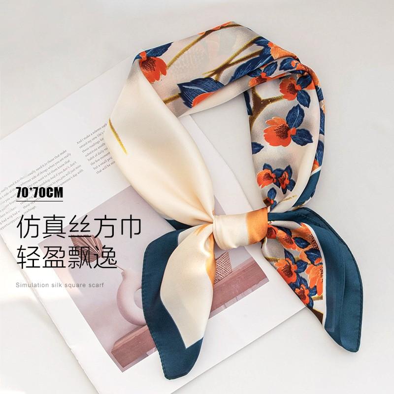 New scarf printed square scarf retro silk scarf atmosphere fashionable versatile scarf office shawl