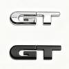 1pc Chrome Plated Metal Black and Silvery GT Letter Car Emblem, Damage-Free Adhesive Self-Adhesive Car Badge, Suitable for Trunk, Fender Body,