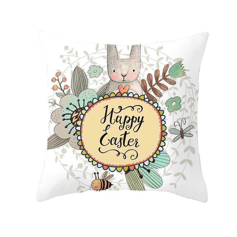 Easter Decorative Pillowcase Cartoon Rabbit Pillowcase Egg Print Cushion Cover Living Room Sofa Cushion Cover Home Decoration