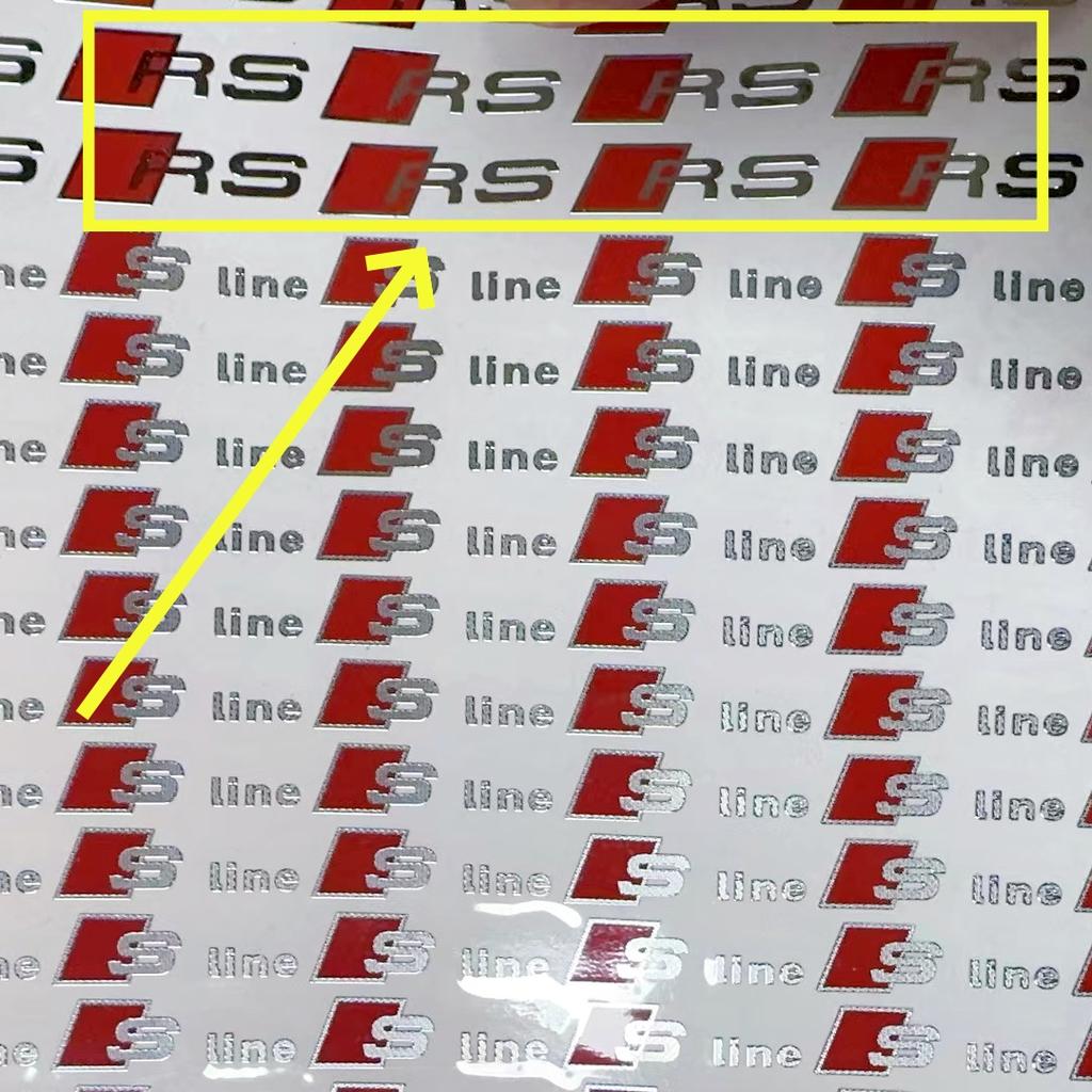 8/12PCS Car Styling Metal Sticker Is Suitable for Vcrf1 A Q S RS Series Sline RS Logo Center Console Display Door Handle Sticker.