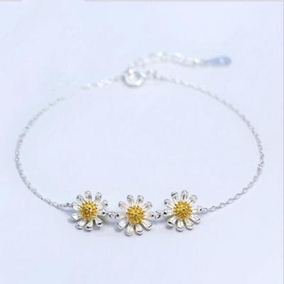 Nette Gold Daisy Weibliche Silber Armbänder Schmuck Frauen Top Qualität 925 Sterling Silber Armbänder Armreifen für Mädchen Bijou
