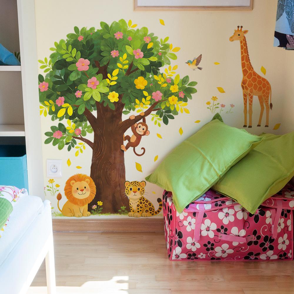 Cartoon Animals, Giraffe, Little Lion, Children's Bedroom, Study Room, Home Furnishings, Wall Decoration, Wall Stickers
