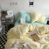 60 Thread Count Washed Cotton Solid Color Woven Four Piece Bed Sheet Fitted Sheet Style Simple and Fresh Three Piece Student Bed Set