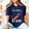 In A World Where You Can Be Anything Be Kind TShirt Women Autism Awareness Puzzle Tees Butterfly Feather Inspirational Tops