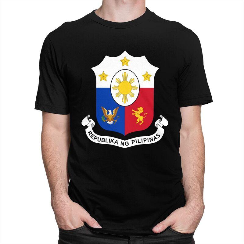 Custom Coat Of Arms Of Philippines Tshirts for Men Short Sleeves Leisure T Shirt Philippine Flag Tshirts 100 Cotton Tee Gift