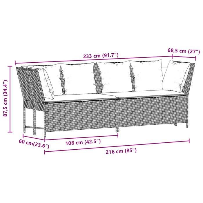 VidaXL Garden Sofa with Beige Cushions Braided Resin, Outdoor Sofa, Garden Loveseat, Outdoor Furniture, 4104125