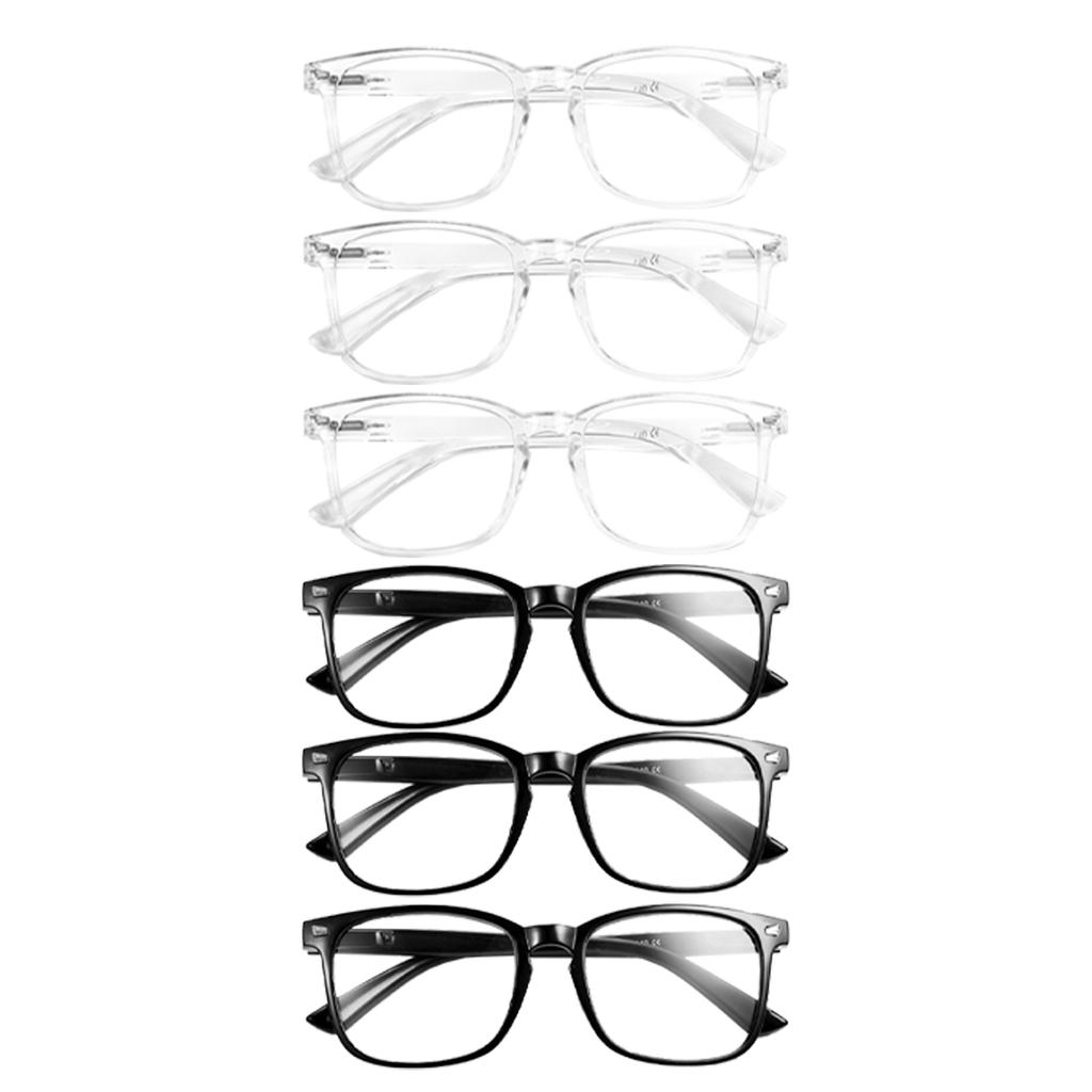 6PCS Blue Light Blocking Glasses Square Nerd Matte Black Anti Ray Eyeglasses Computer Transparent Fashion Eyewear