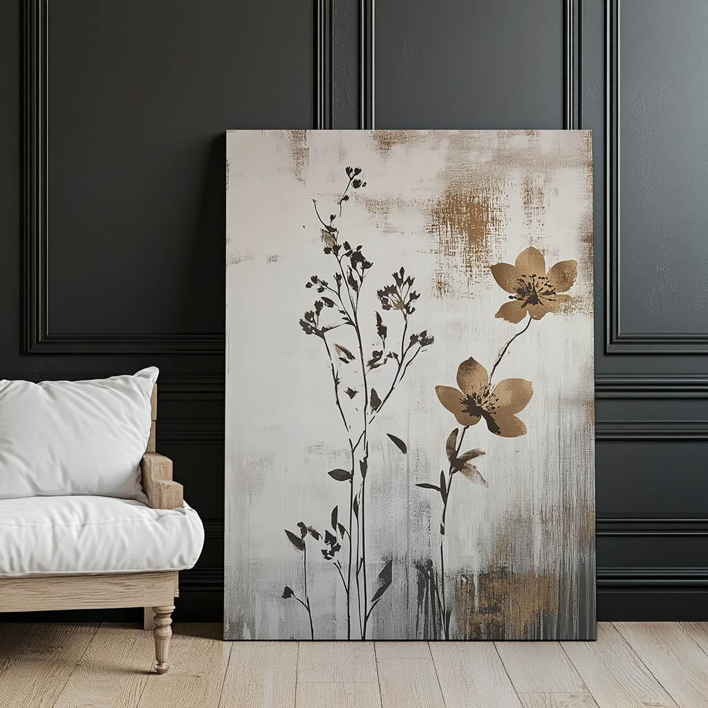 Floral Minimalism Floral Minimalism, 30X40 Cm, Dark Brown Wooden Frame, 230 Gsm Matte Paper