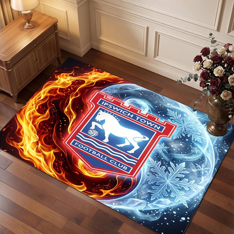 Tappeto in Velluto di Cristallo con Stampa Calcio Ipswich Town, Tappeto da Pavimento Interno Comodo Assorbente d'Acqua Antiscivolo